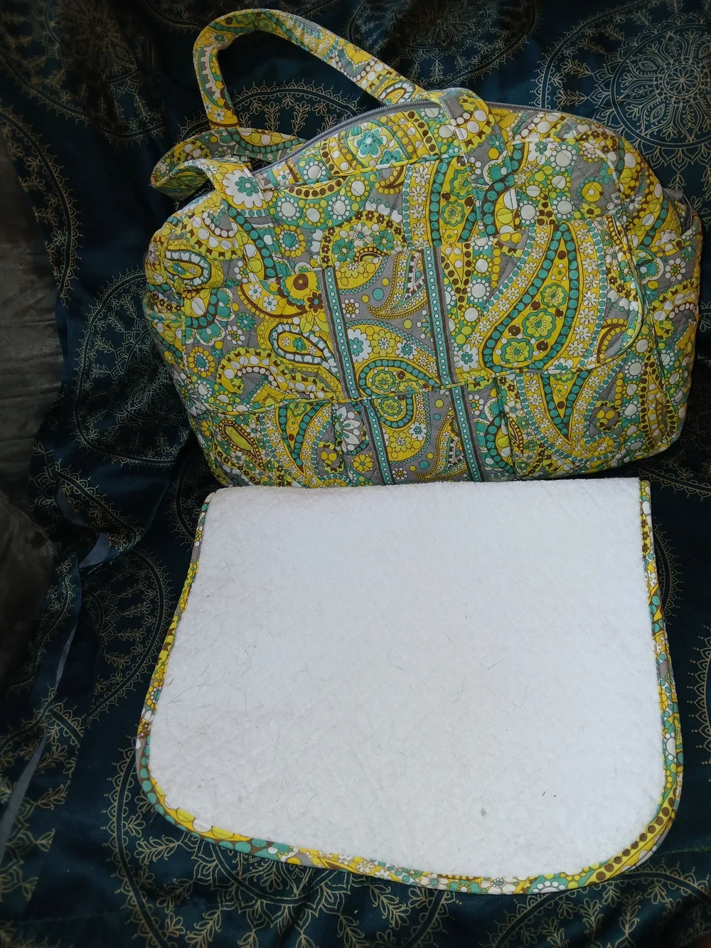 Vera Bradley Quilted Paisley Diaper Bag With Changing Pad